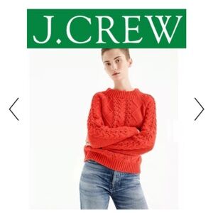 J. Crew Women's Vibrant Orange Cable Knit Sweater